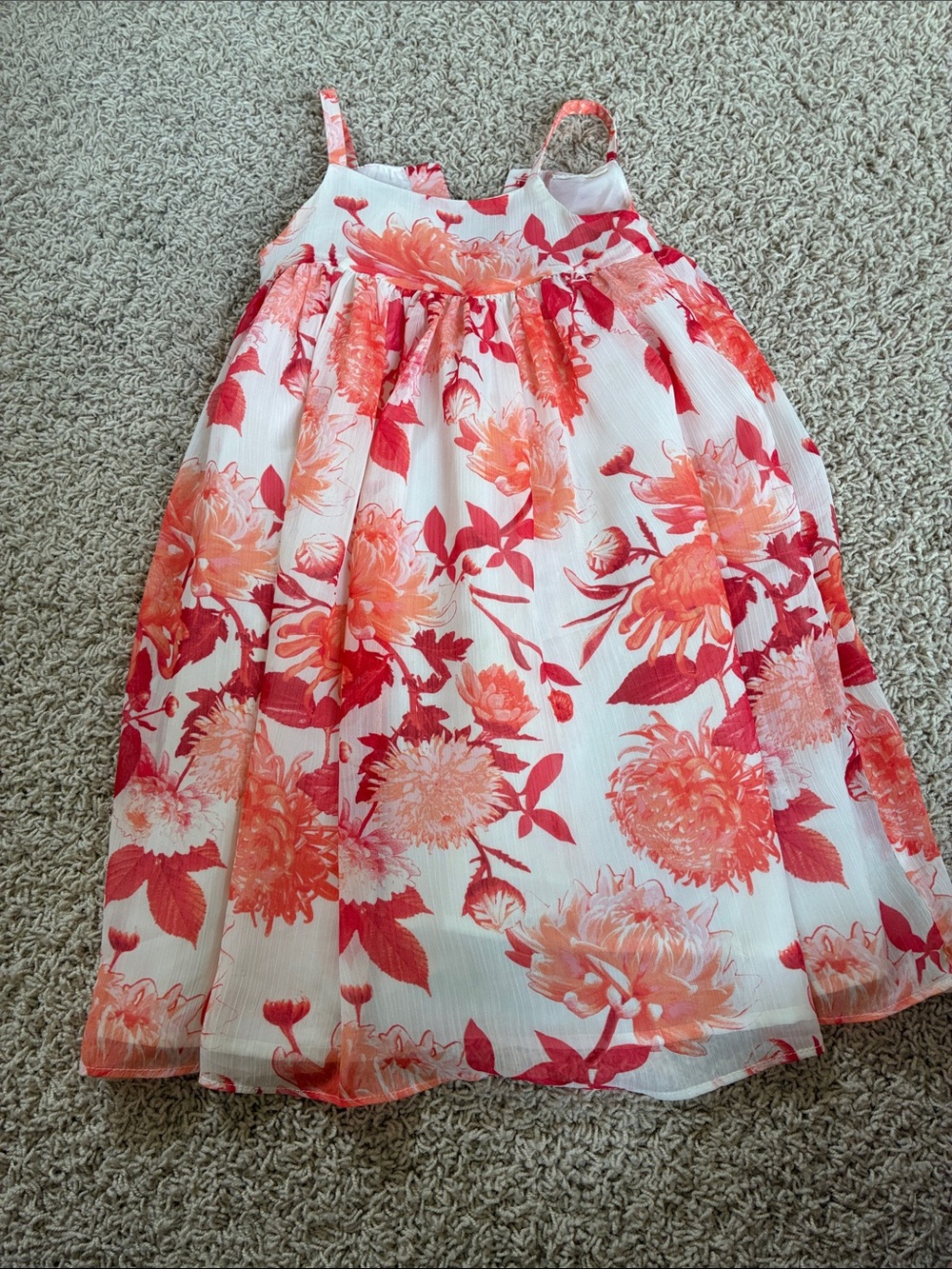 Source Unknown Coral and Pink Floral Girls' Sundress